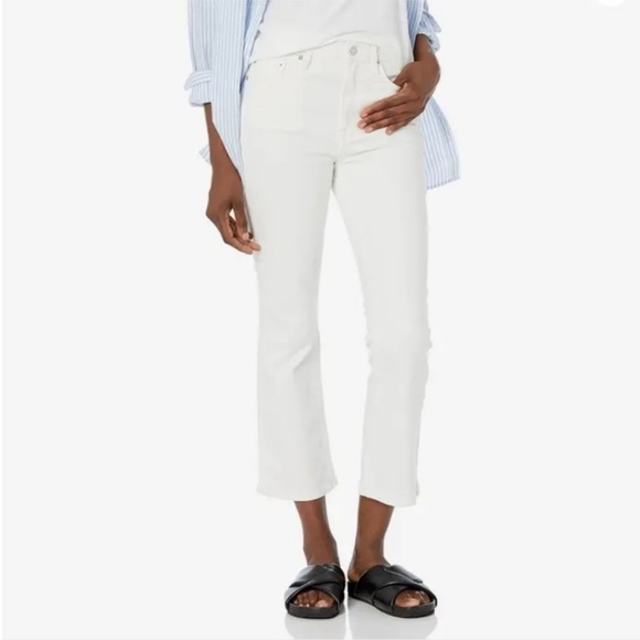 Club Monaco The Kick Crop Straight Leg Jeans White